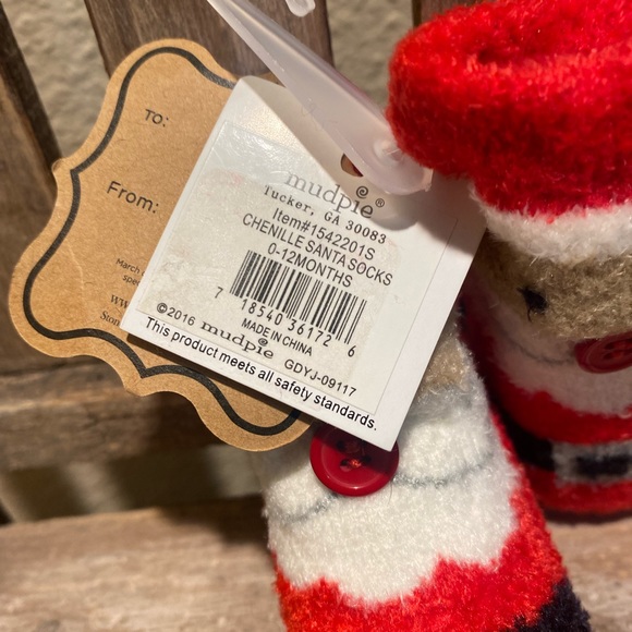 Mud Pie Santa Claus Socks 0-12 Months, Chenille Christmas Socks, Baby Socks - Picture 13 of 13